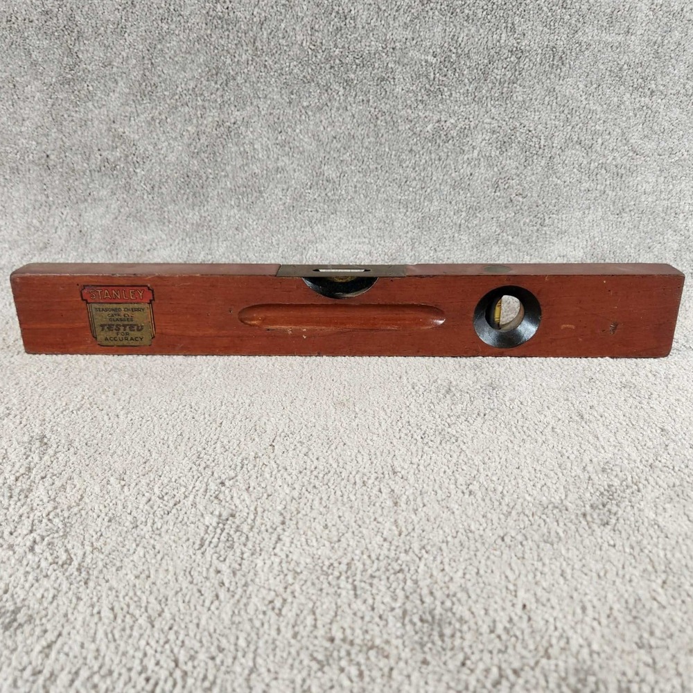 Stanley No 104 Spirit Level Cherry Wood Brass 18" Tool Sweetheart Vintage USA
